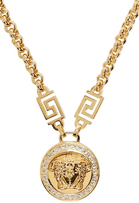 versace gold pendant circle|versace necklace real gold.